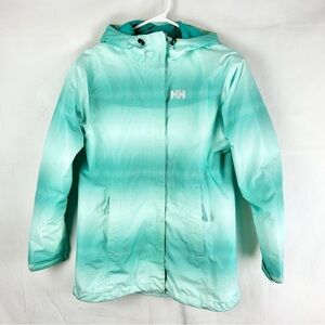 HELLY HANSEN Rain Jacket XS Hood Full Zip‎ Green Waterproof